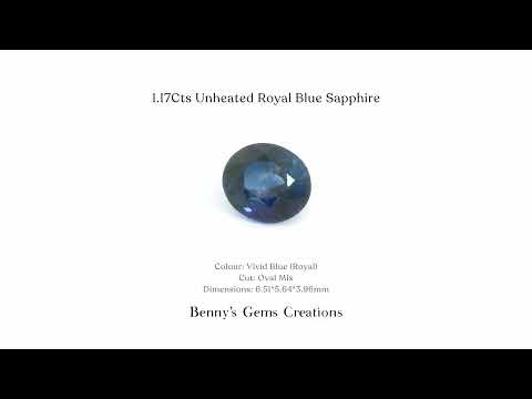 1.17Cts Unheated Royal Blue Sapphire - Benny's Gems Creations
