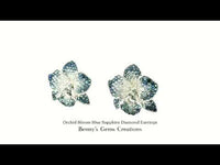 Orchid Bloom Blue Sapphire Diamond Earrings with blue sapphires and diamond accents in White Gold