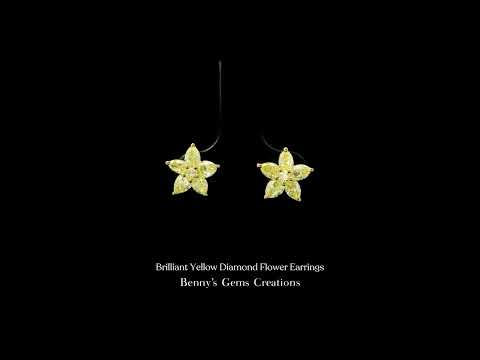 Brilliant Yellow Diamond Flower Earrings
