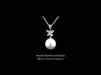 Butterfly Pearl Diamond Pendant with pearl centerpiece and sparkling diamond wings