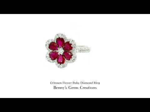 Crimson Flower Ruby Diamond Ring