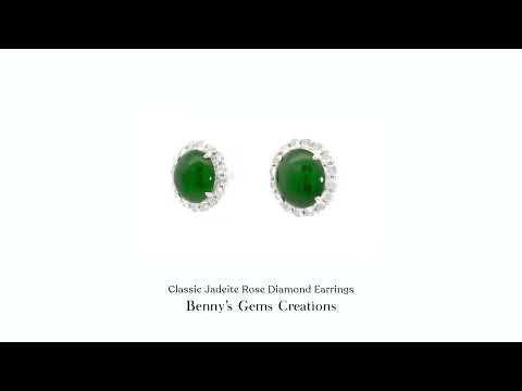 Classic Jadeite Rose Diamond Earrings Fine jewelry accented with natural rose diamonds for romantic elegance