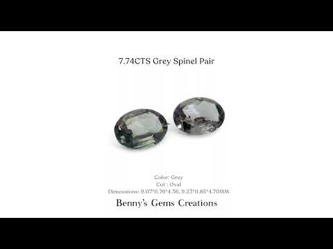 7.74CTS Grey Spinel Pair – matching natural gemstones with elegant grey hue and brilliant luster.