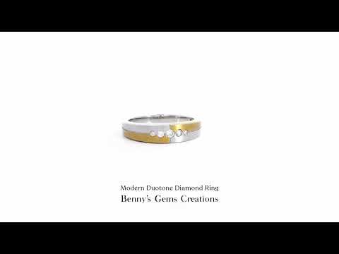 Modern Duotone Diamond Ring - Fine two-tone diamond ring in sleek modern design for everyday elegance