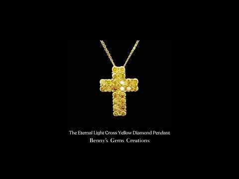 The Eternal Light Cross Yellow Diamond Pendant with brilliant shine diamonds in elegant gold setting