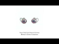 Sweet Tahiti Pearl Diamond Earrings with lustrous dark pearls and sparkling diamond accents in timeless elegance