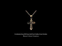 Everlasting Grace 18K Rose Gold Dual-Outline Cross Pendant – Elegant Religious Necklace with Polished Finish and Timeless Design