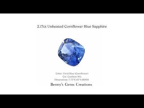 2.17Cts unheated cornflower blue sapphire showcasing vivid blue hue and exceptional brilliance
