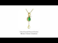 A Royal Emerald Diamond Pendant with vivid green centerpiece and brilliant diamond accents