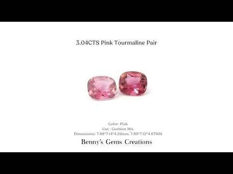 3.04cts Pink Tourmaline gemstone pair with vibrant pink hue