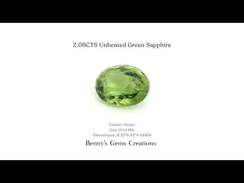 Natural unheated 2.06CTS green sapphire with vibrant color and clarity