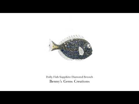 Dolly Fish Sapphire Diamond Brooch