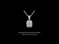 Elegant Illusion Emerald Diamond Pendant with sparkling halo design in white gold setting