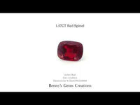 Natural 1.47ct red spinel, in a cushion cut, 6.72 x 5.09 x 5.16 mm.