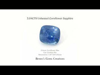 3.04CTS Unheated Cornflower Sapphire - Benny's Gems Creations
