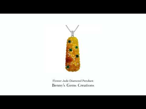 Flower Jade Diamond Pendant featuring natural jade and diamond accents in fine jewelry setting