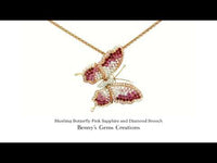 Blushing Butterfly Pink Sapphire and Diamond Brooch in rose gold setting