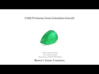 Natural 0.98CTS colombian emerald,  intense green colour in a pear faceted cut, 8.26 x 5.06 x 4.51 mm, with a gemstone certificate.