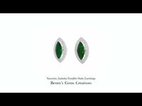 Navette Jadeite Double Halo Earrings accented with sparkling diamonds in fine jewelry design