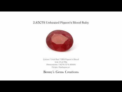 2.83CTS Unheated Pigeon's Blood Ruby - Benny's Gems Creations