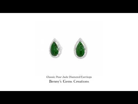 Classic Pear Jade Diamond Earrings featuring classic jade drops with sparkling diamonds