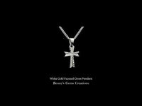 White Gold Faceted Cross Pendant with brilliant reflective surfaces, sleek and contemporary jewelry design