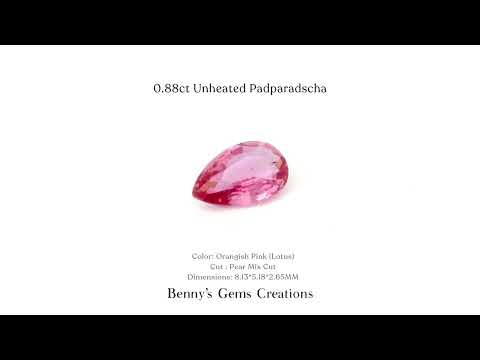0.88 carat unheated Padparadscha sapphire – natural gemstone with rare pinkish-orange color and excellent brilliance, perfect for fine jewelry settings.