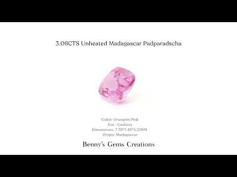 3.06CTS Unheated Madagascar Padparadscha sapphire with natural pink-orange hue