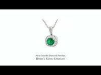 Pave Emerald White Gold Diamond Pendant with diamond accents in white gold setting

