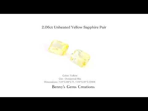 Matched pair of 2.06cts natural unheated yellow sapphires for luxury jewelry designs