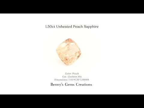 1.50 carats unheated peach sapphire gemstone showcasing a natural soft peach hue with brilliant faceting.