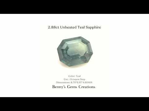 2.88 carats unheated teal sapphire gemstone showcasing a natural vivid teal hue with exceptional brilliance.