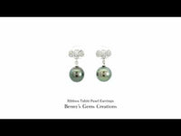Ribbon Tahiti Pearl Earrings featuring lustrous Tahiti pearls, with ribbon motif, perfect for special occasions