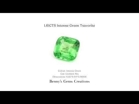 1.61CTS Intense Green Tsavorite with vivid green color, vibrant and sparkling perfect for fine jewelry designs