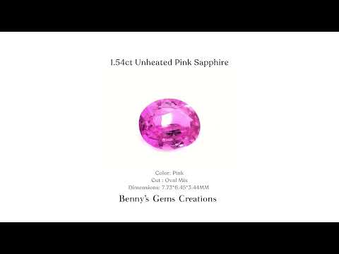 1.54 carat unheated pink sapphire gemstone in vivid natural pink color, clean clarity and precision cut, ideal for fine jewelry designs.