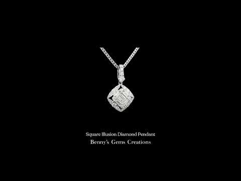 Square Illusion Diamond Pendant with brilliant stones crafted in modern design