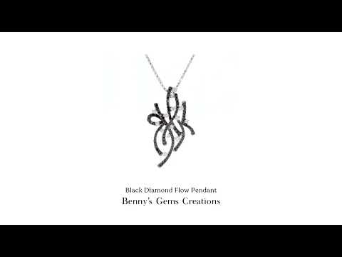 Black Diamond Flow Pendant featuring black diamonds, in polished white gold with modern design