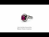 Black Gold Ruby Diamond Ring with bold red gemstone centerpiece set in sleek black gold