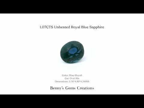 1.07 carat unheated royal blue sapphire gemstone – vivid blue hue, natural and untreated, perfect for fine jewelry or custom rings.