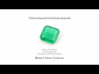 3.34cts Natural Vivid Green Emerald with vibrant green color and brilliant saturation