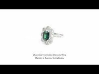 Charming Tourmaline Diamond Ring in white gold, vibrant center tourmaline accented with sparkling diamonds in an elegant fine jewelry design