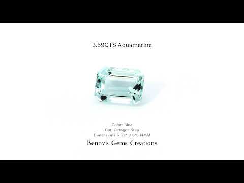 Natural 3.59ct aquamarine gemstone showcasing transparent and radiant blue tones