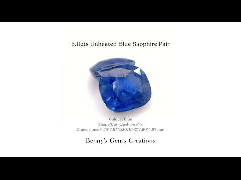 5.11cts Unheated Blue Sapphire Pair