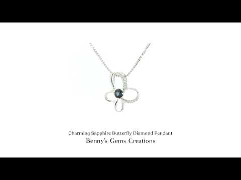 Sapphire Butterfly Diamond Pendant