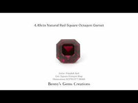Natural Red Garnet 4.49 carats in square octagon cut with vivid red color