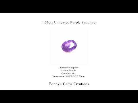 1.54cts Unheated Purple Sapphire - Benny's Gems Creations
