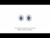 18K white gold sapphire and diamond earrings featuring 2 sapphires (3.54 ct total) and 64 diamonds (1.39 ct total), with jewellery report.