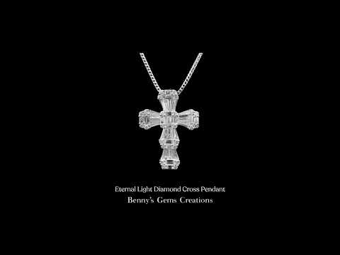Eternal Light Diamond Cross Pendant in White Gold, featuring sparkling diamonds and timeless design