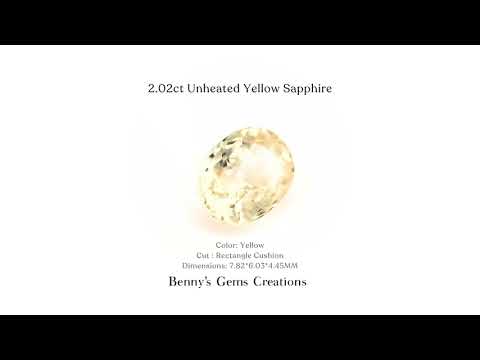 2.02 carats unheated yellow sapphire with natural vivid golden hue and excellent clarity, ideal for fine jewelry or gemstone collectors.