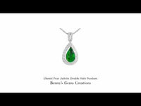 Classic Pear-Shaped Jadeite Pendant with diamond double halo in white gold